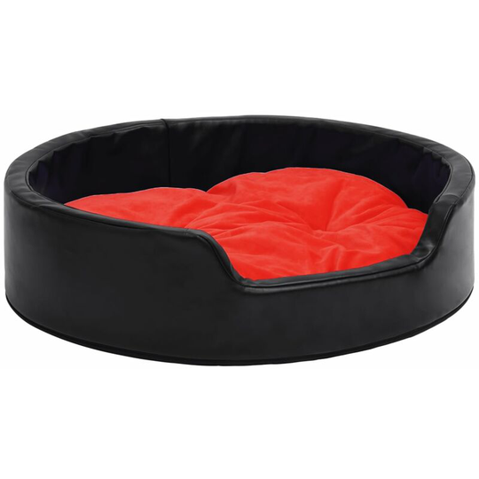 Dog Bed Black and Red 79x70x19 cm Plush and Faux Leather Vidaxl Black
