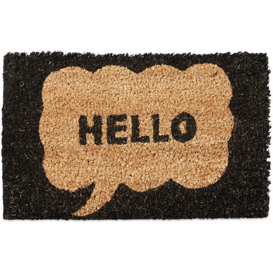 Relaxdays - Kids Childrens Mini Doormat Coir with Hello Speech Bubble Theme as Welcome Mat Anti-Slip Robber Underside 1.5 x 40 x 25 cm, Motif: Hello