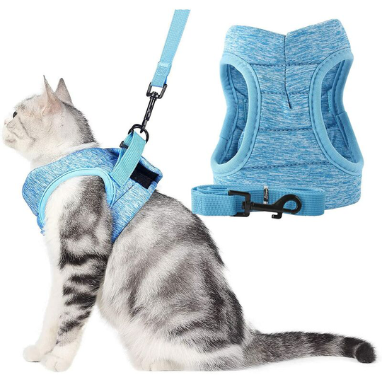 Soft Cat Harness and Leash Set Escape Proof for Walking,Adjustable Soft Jackets with Retractable cushioning Cat Leash For Small medium kitten