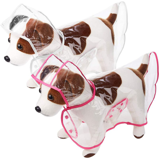 2 Pieces Pet Dog Raincoat Raincoat Pet Clothes Plastic Hooded Rain Jacket Puppy Rain Poncho Rainwear for Small Medium Dog (Pink, White, m)