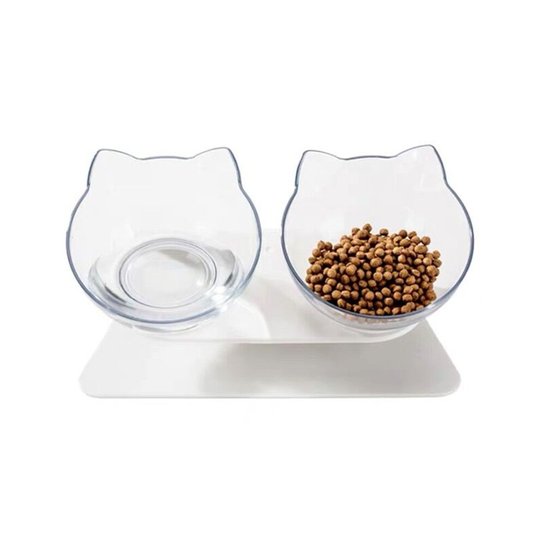 (Double Bowl) Non-Slip Cat Bowl With Raised Stand | Pet Food & Water Bowl