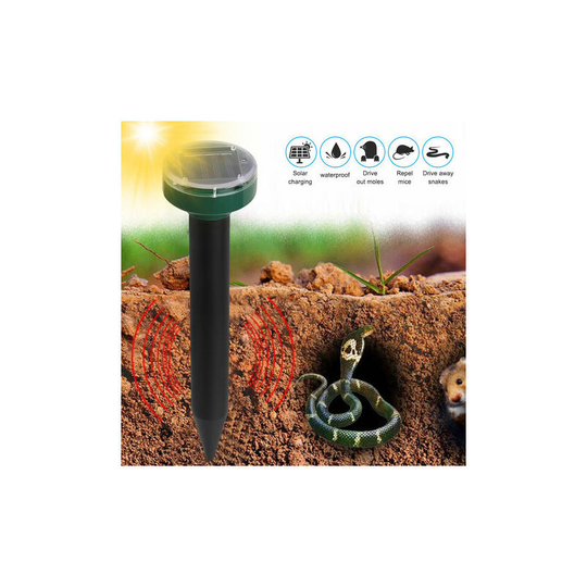 Solar Mole Repeller, Groundhog Repeller Ultrasonic And Solar Powered Animal Repeller For Lawn And Yard Garden Home