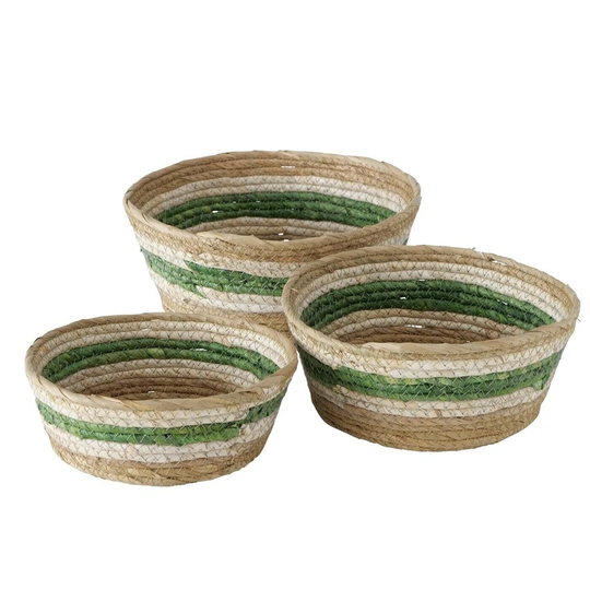 3 Baskets Round Basket Sea Grass Storage Basket Decorative Basket Grey Round Baskets