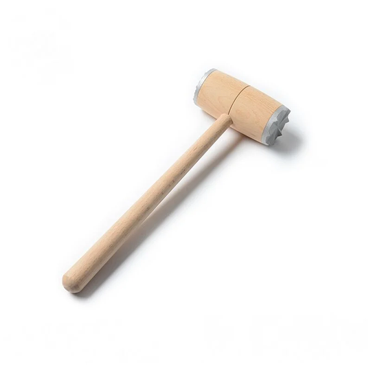 Meat Tenderizer with Metal End, Wooden/Metal Meat Mallet, Double Sided, Kitchen Helper, Round Cutlet Tenderizer for Steak, Beef, Pork, Nuts