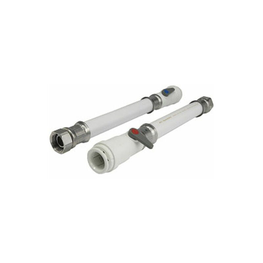John Guest Speedfit - jg Speedfit White Flexi Hose Speedfit x Union Nut with Service Valve - 300mm 15mm x 1/2 Pack 2 - WFLEX37-H