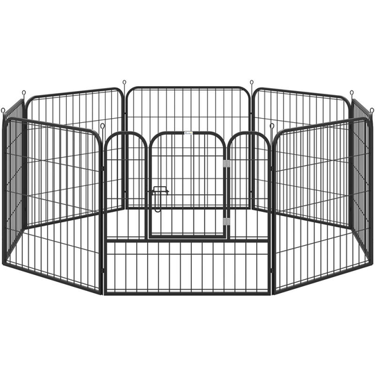0.79 x 0.79m Pet Playpen Metal Hutch Cage House Rabbit Guinea Dog Puppy - Black - Pawhut