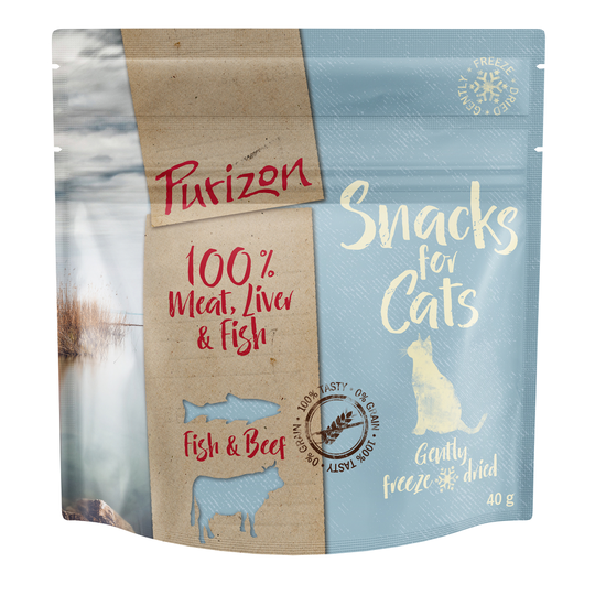3 x 40g Purizon Grain-Free Cat Snacks - 20% Off!* - Fish with Beef (3 x 40g)