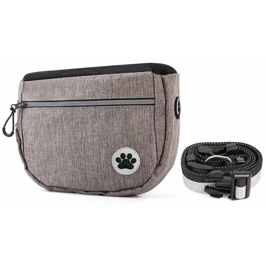 Bearsu - Large Capacity Dog Snack Bag, Dog Treat Pouch, Dog Training Bag with Adjustable Belt, Training Pouch, Gray - Gray