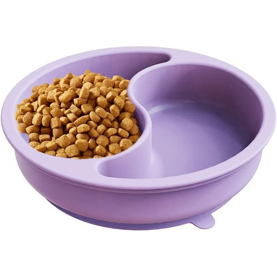 Perle Rare - Puppy Bowls, Design 2-in-1 Bowl for Dog Food and Water | Spill-Free Non-Slip Silicone Bowls with Suction Cup, Purple