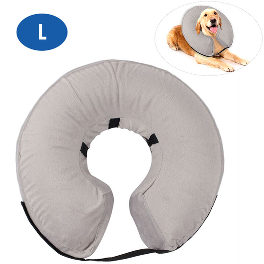 Pet Protective Inflatable Collar Soft Comfortable Washable Donut Design Dog Recovery Collars-Grey l