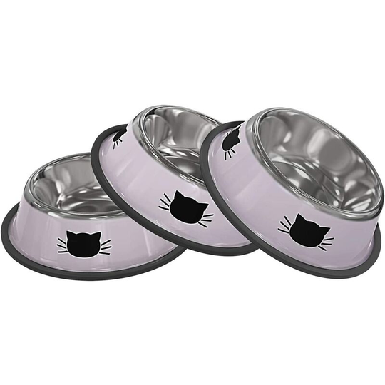 3pcs Stainless Steel Cat and Small Dog Bowl Non-Slip Base Pet Supplies