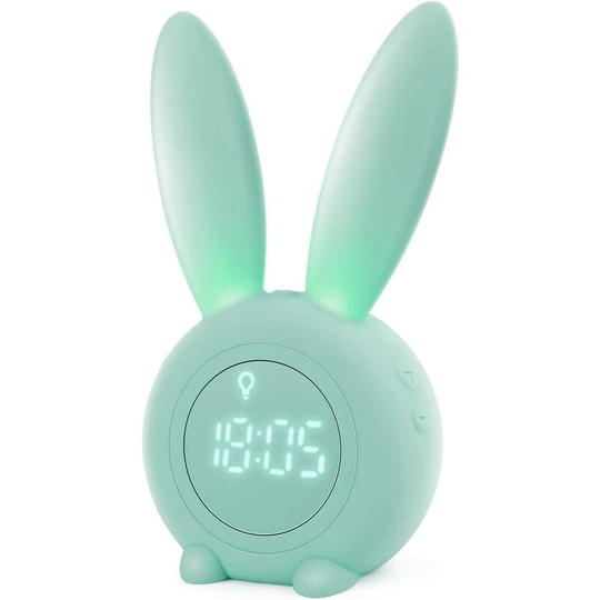 Cute Rabbit Shaped Induction Morning Alarm Clock, Intelligent Automatic Breathing Light Adjustment, Automatic Time / Date / Temperature Display,