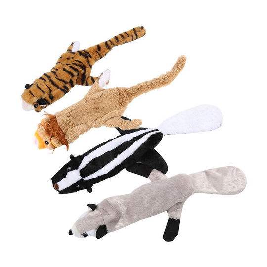 Ilovemilan - Dog Squeaky Toys, No Stuffing Plush Chew Toy for Small Medium Dogs Puppy Aggressive Chewers Large Breed, 4 Pack Cute Animal Squirrel