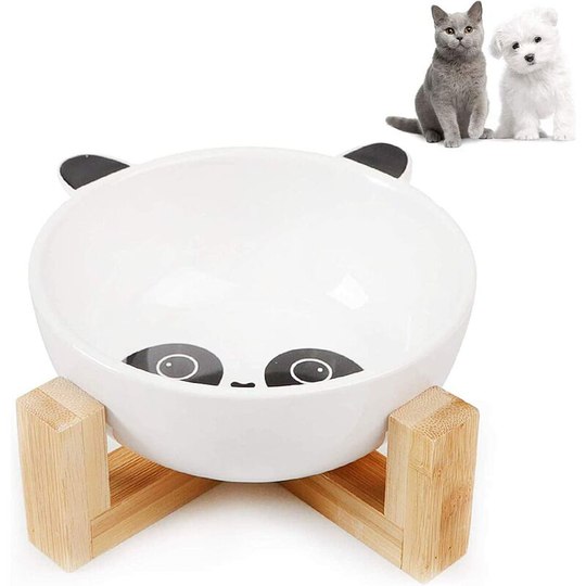 Ceramic Bamboo Cats, Ceramic Pet Bowl, Ceramic Dog Cat Bowls, Ceramic Dog Bowl Set, Cat with Bamboo Stand, Ceramic Dog Bowl (c)