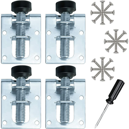 Aougo - M10 Galvanized Iron Adjustable Furniture Leveling Feet Levelers for Furniture, Tables, Cabinets, Workbenches and Shelves (4 Pieces)