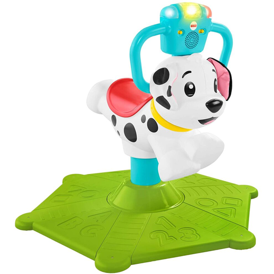 Fisher-Price GHY03 Bounce and Spin Puppy, Stationary Musical Ride-On Toy, Multi-colour