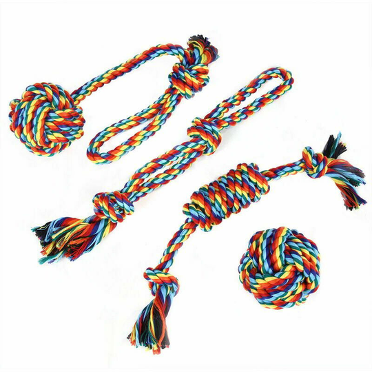 Monly - Dog Toy Rope for Strong Dogs, Durable Dog Chew Toy Rope for Active Chewing, 4 Interactive Rope Toys for Small and Medium Sized Dogs