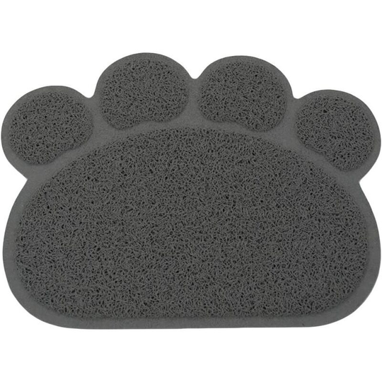 Paw Shaped pvc Cat Dog Mat Blanket Non-slip Pet Food Water Bowl Feeding Placemat(grey)