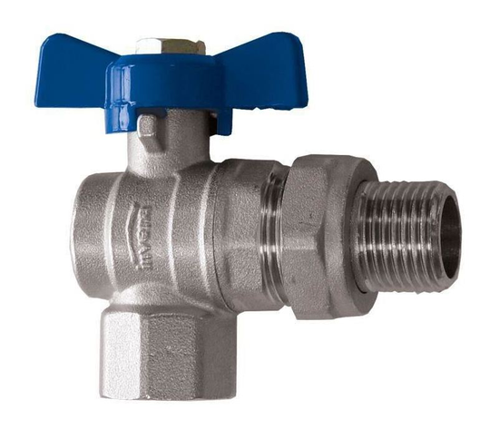 Invena - Standard Water Flow Rate Angled Ball Valve with Butterfly Handle Female x Male 1' bsp
