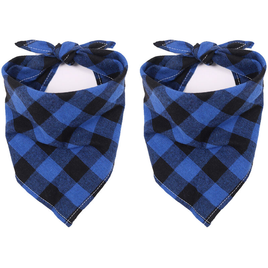 2 Pack Dog Bandanas - Black and Blue, s - Christmas Dog Classic Plaid Pet Bandana Scarf Triangle Bibs Neckerchief Pet Costume Accessories for Small