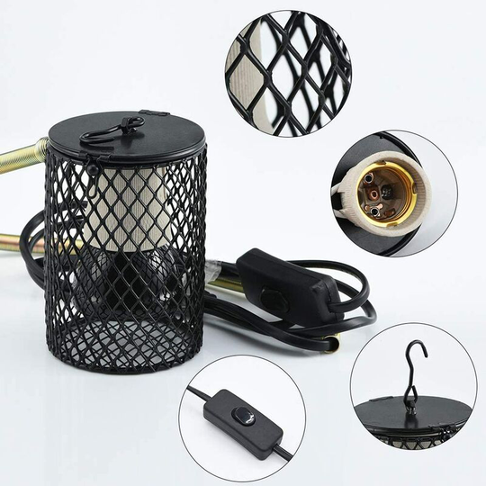 Heat Lamp Bulb, uva uvb Heat Lamp Ceramic Socket, Heat Lamp with Cover Chick Birds Reptiles Kitten Puppy - eu Plug