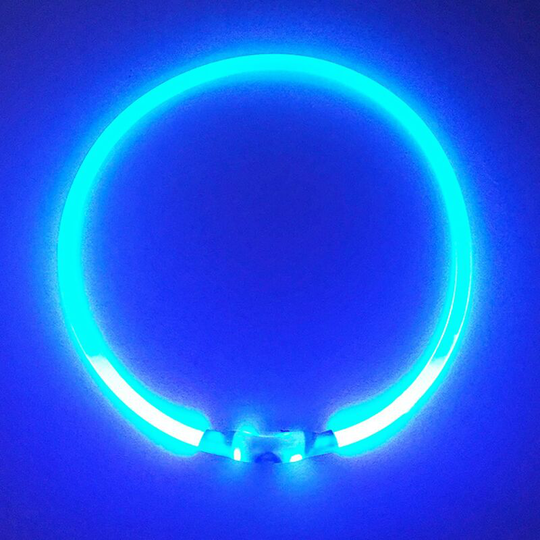 Led Light Up Dog Collar Rechargeable led Flashing Safety Collar One Size Fits All Dogs. for Small Medium Large Dogs Running at Night (Blue)
