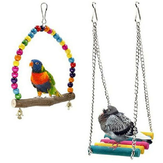 2pcs Bird Swing Chewing Toys- Parrot Hammock Bell Toys Suitable Thsinde