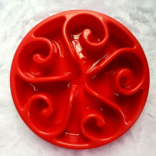 Anti Glutton Dog Bowl Slow Feeding Bowl with Non-Slip Base Promotes Healthy Eating and Slow Digestion(red)