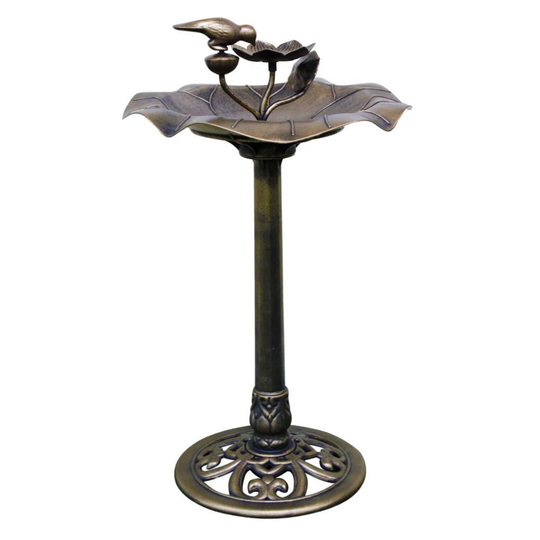 Bronze Effect Garden Water Bird Bath Feeder Feedering Wash Stand Table Station