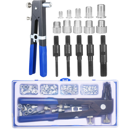 86PCS Rivet Nut Tool Kit Set Blind Rivet Nut Hand Riveter Wrench Threaded Insert Tool Rivet Nut Gun with Metric Rivet Nuts Assortment M3 M4 M5 M6