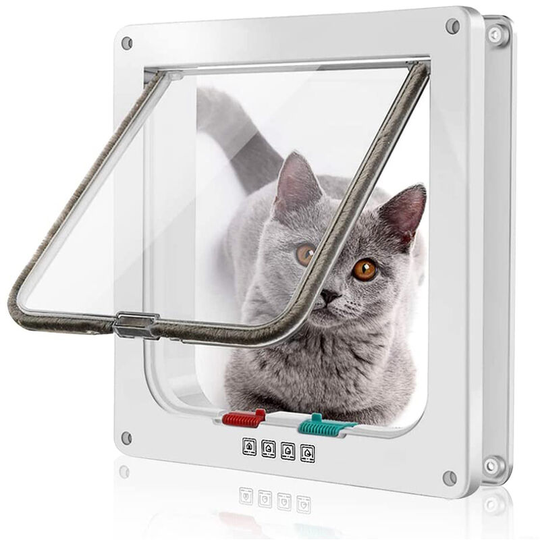 Soekavia - Cat Flap White Lockable Cat Flaps Pet Door for Cats and Small Dogs,4 Way Locking Dog Flap Doors for Interior Exterior, Easy Fitting