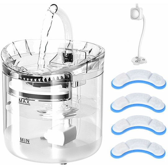 Lifcausal - Cat Water Fountain, Dog Water Dispenser, 2L Super Quiet Automatic Pet Drinking Fountain 2 Water Flow Modes for Cats, Dogs, Multiple Pets