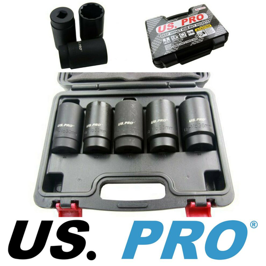 US PRO TOOLS 5pc 1/2" dr Deep Impact Hub Nut Socket 30-32-34-35-36mm 1431