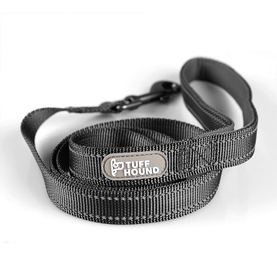 Reflective Dog Training Leash, Neoprene Padded Handle and Metal Hook, 1.2m x 1.5cm Nylon Leash for Small Dogs, Black