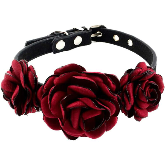 Classic Pet Collars Flower Dog Cat Collar - Pet Grooming Collar with Puppy Wedding Party Cat Costume Outfits Adjustable Collar (Burgundy s)