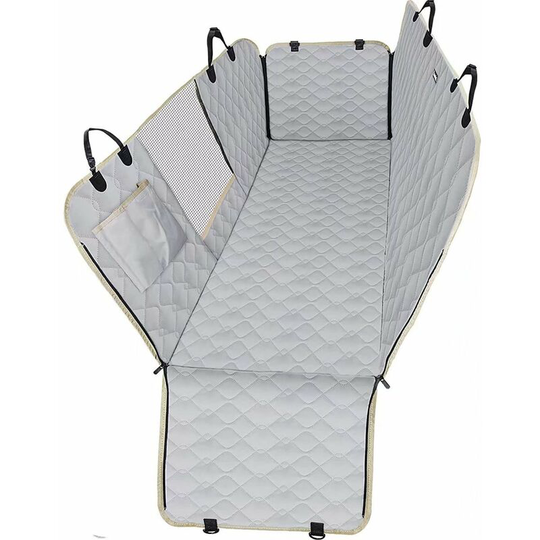 Litzee - Backseat cover for car, truck or suv for dogs, 100% waterproof, with robust mesh window, non-slip, universal, scratch resistant