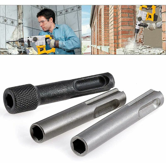 For Drill 3pcs Magnetic Sds 6 Point 60mm 1/4 Inch Hex Shank Drill Bit Holder Converter Socket Nut Impact Drill Hammer Conversion Tool
