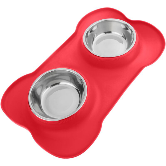 Feeder and drinker 2 in 1 for pets red color - Primematik