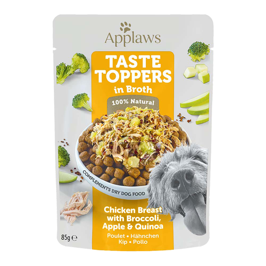Applaws Taste Toppers in Broth 12 x 85g - Chicken Breast with Broccoli, Apple & Quinoa