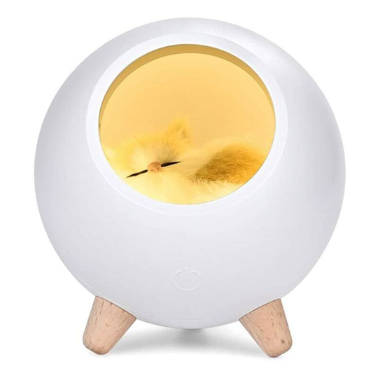 Ilovemilan - Baby Night Light, Cat Pet House Night Light for Kids, Nursery Lamp usb Charging Soft Silicone Sleeping Kitten Lamp Birthday Christmas