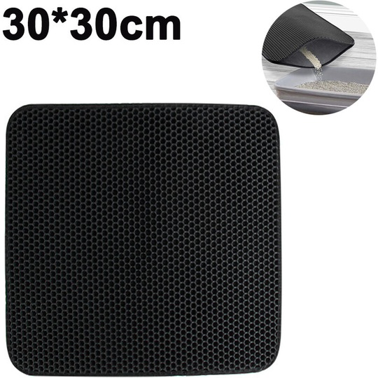 Cat Litter Trapper Litter Mat, Cat Mat, Litter Box Mat Water Proof Layer and Puppy Pad Option, 30*30cm, black