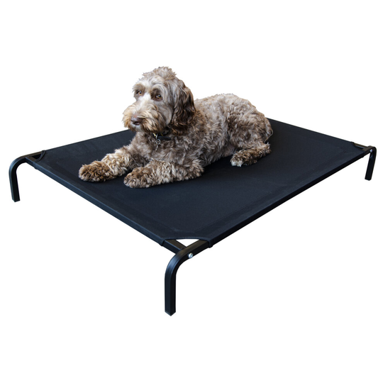 (Small) Elevated Pet Bed Dog Cat Portable Raised Indoor Outdoor Camp Cot Black 3 Sizes