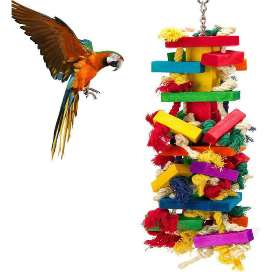 Gift - Bird Chew Toys Wooden Toys for Parrot Flexible Wooden Bite Rope for Birds Parakeets Cockatiels and Love Birds Size s