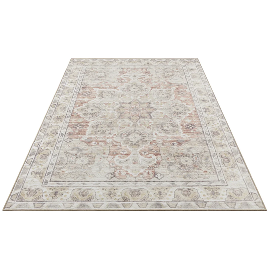 Decoteau Tufted Beige/Red Area Rug