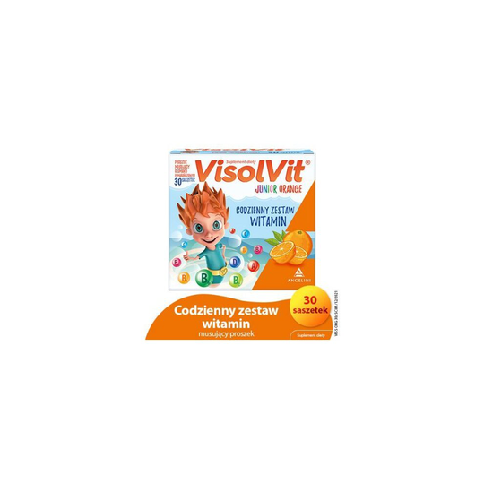 Angelini Visolvit Junior Orange proszek musujący smak pomarańczowy - 30 saszetek