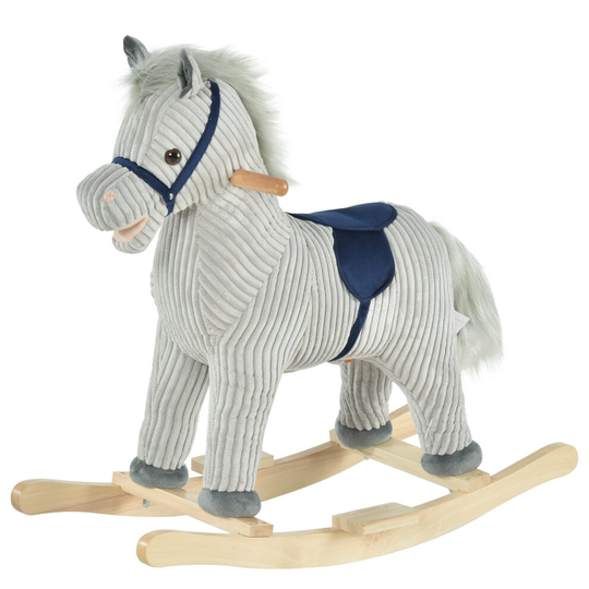 HOMCOM Children's Rocking Horse Ride-On Sound Wood Base Handlebars