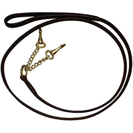 Leather Two Chain Lead Rope (One Size) (Black) - Black - Collegiate