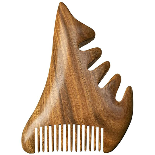 Hand-carved Natural Green Sandalwood Hair Comb Anti-static Multifunctional Massage Fine/Wide-tooth Wooden Comb