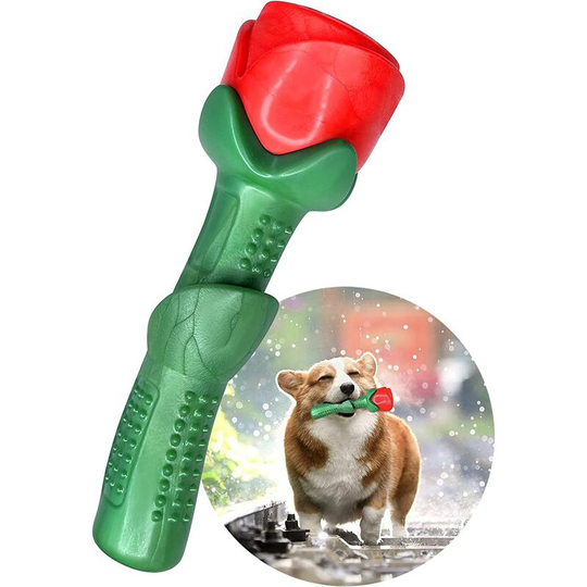 Bearsu - Dog chew toys, rose shaped puppy chew toy, indestructible dog toys for aggressive chewing, chew toys for puppy teething and cleaning.