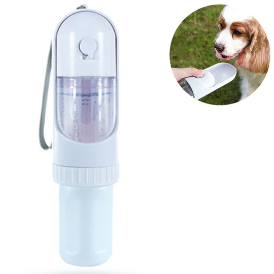 Pet Water Cup, Outdoor Portable accompanying Water and Food Dual-Purpose Cup, Cats and Dogs Out Drinking Water, white